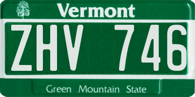 VT license plate ZHV746