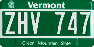 VT license plate ZHV747