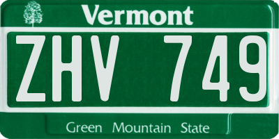 VT license plate ZHV749