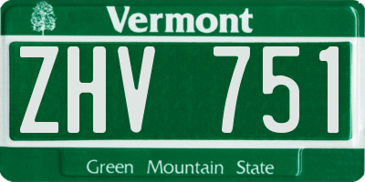 VT license plate ZHV751