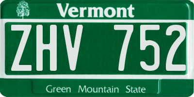 VT license plate ZHV752