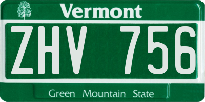 VT license plate ZHV756