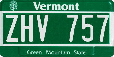 VT license plate ZHV757