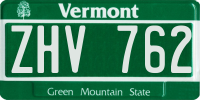 VT license plate ZHV762