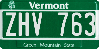 VT license plate ZHV763