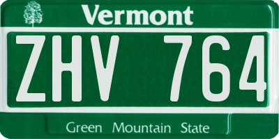 VT license plate ZHV764
