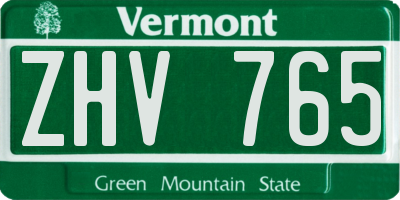 VT license plate ZHV765