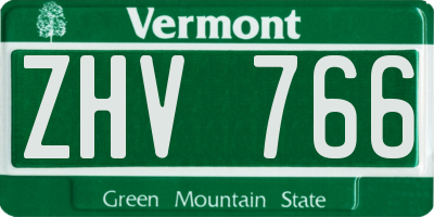 VT license plate ZHV766