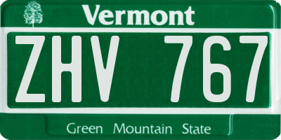 VT license plate ZHV767