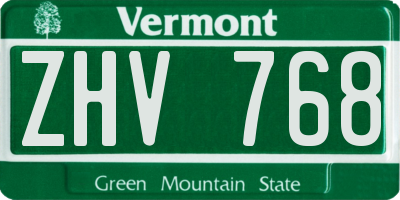 VT license plate ZHV768