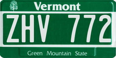 VT license plate ZHV772