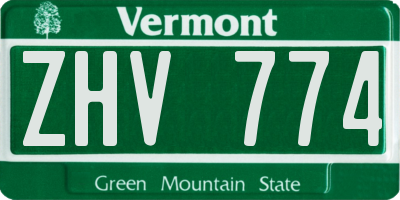VT license plate ZHV774