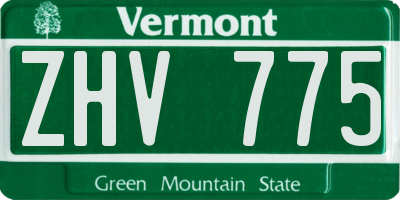 VT license plate ZHV775