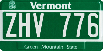 VT license plate ZHV776