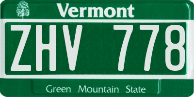 VT license plate ZHV778