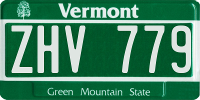 VT license plate ZHV779