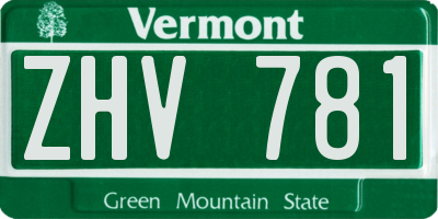 VT license plate ZHV781
