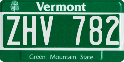 VT license plate ZHV782