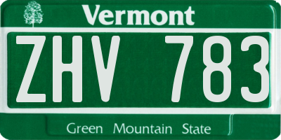 VT license plate ZHV783