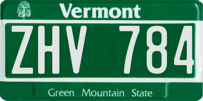 VT license plate ZHV784