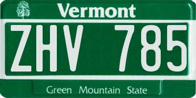 VT license plate ZHV785