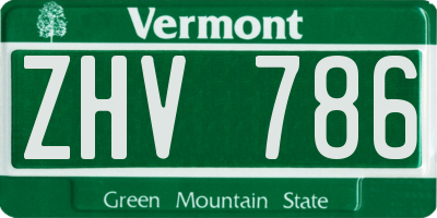VT license plate ZHV786