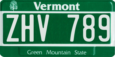 VT license plate ZHV789