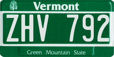 VT license plate ZHV792