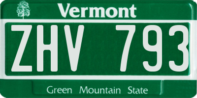 VT license plate ZHV793