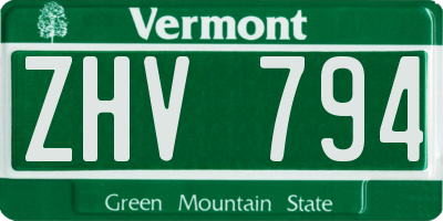 VT license plate ZHV794