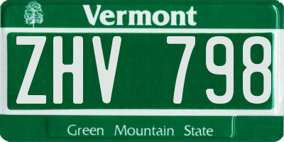 VT license plate ZHV798