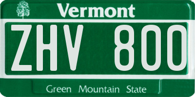 VT license plate ZHV800