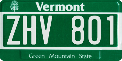 VT license plate ZHV801