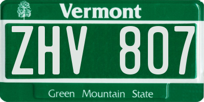 VT license plate ZHV807