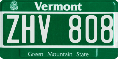 VT license plate ZHV808
