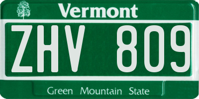 VT license plate ZHV809