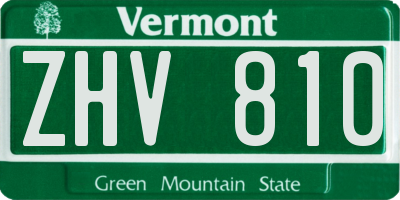VT license plate ZHV810