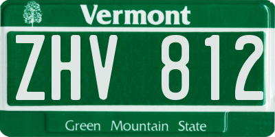 VT license plate ZHV812