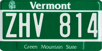 VT license plate ZHV814