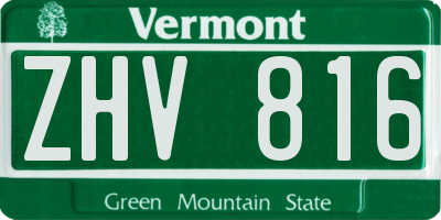 VT license plate ZHV816