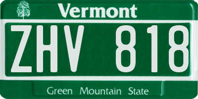 VT license plate ZHV818