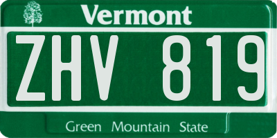VT license plate ZHV819