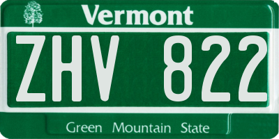 VT license plate ZHV822