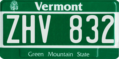 VT license plate ZHV832