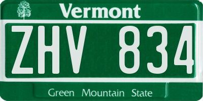 VT license plate ZHV834