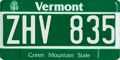 VT license plate ZHV835