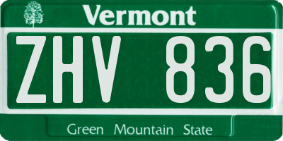 VT license plate ZHV836