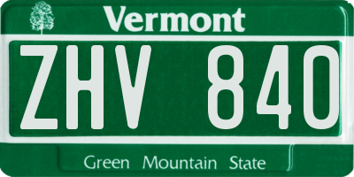 VT license plate ZHV840