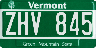 VT license plate ZHV845