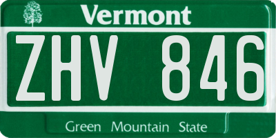 VT license plate ZHV846
